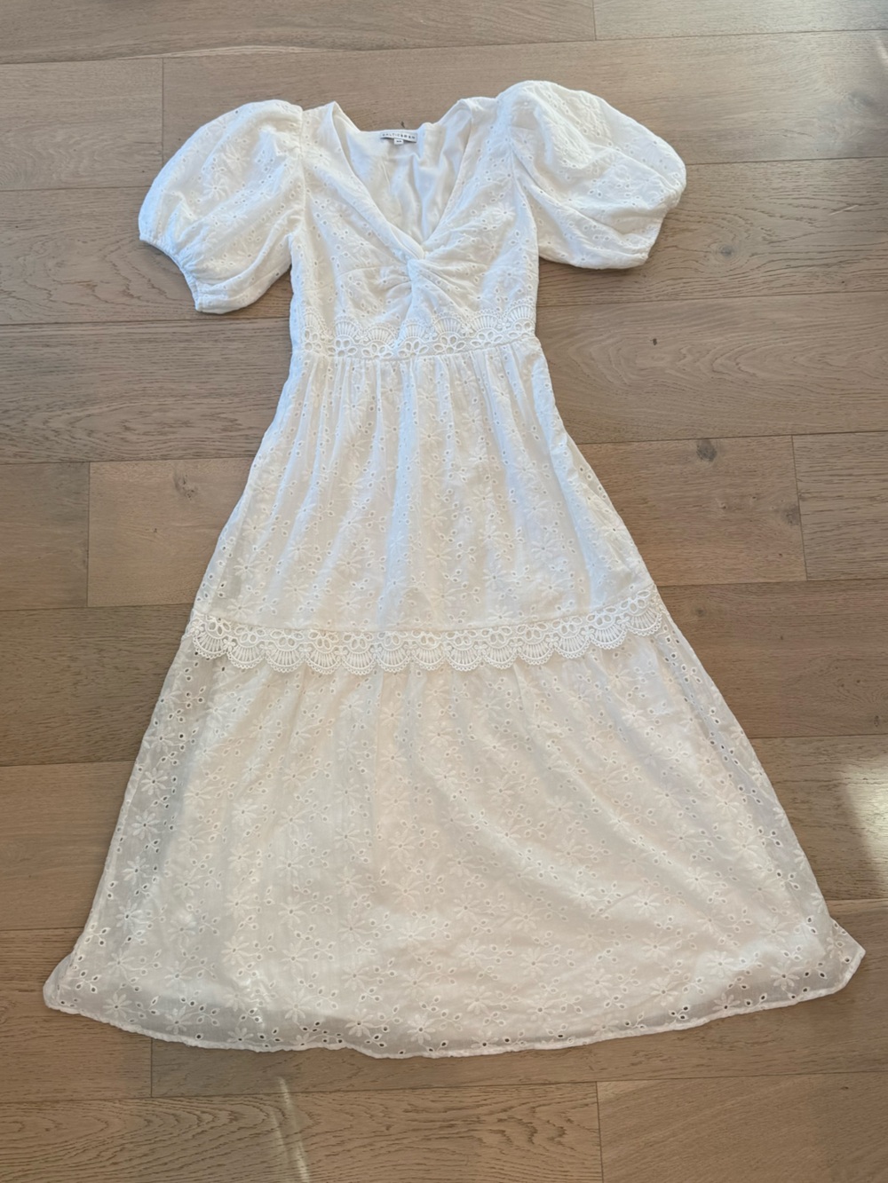 Baltic Born White Floral Puff Sleeve Mini Dress XS Cottagecore